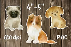 Watercolor dogs printable stickers PNG Product Image 4