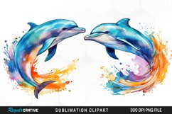 Watercolor Dolphin Illustration PNG Clipart Product Image 1