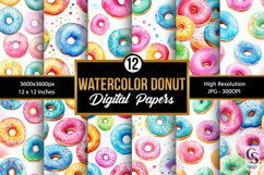 Colorful Watercolor Donuts Seamless Patterns Product Image 1