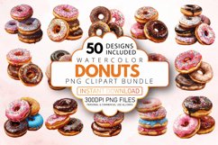 Watercolor Donuts Clipart Bundle Product Image 1
