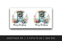 Watercolor door with beautiful Christmas wreath Merry Christmas quote print 20 oz tumbler skinny mug wrap clipart t-shirt sublimation printable design