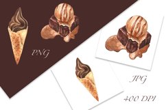 Summer Desserts, Chocolate Duo. Watercolor illustrations PNG Product Image 2