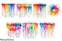 Rainbow Watercolor Drips PNG Bundle | Splash Dripping PNG Product Image 2