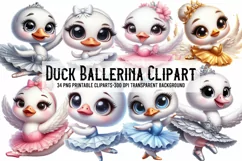 Watercolor Duck Ballerina Clipart PNG Product Image 1