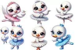 Watercolor Duck Ballerina Clipart PNG Product Image 2