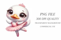 Watercolor Duck Ballerina Clipart PNG Product Image 3