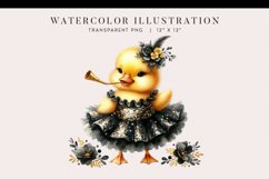 Watercolor Duckling New Year’s Celebration Clipart PNG Product Image 1