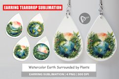 Earring Teardrop Watercolor Earth Plants Product Image 1