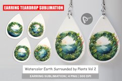 Earring Teardrop Watercolor Earth Plants Product Image 1