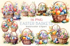 Watercolor Easter Baskets Clipart Product Image 1