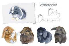 Watercolor clipart. Cute Baby Easter Bunny Clipart. New year Product Image 1