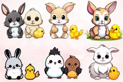 Watercolor Easter Bunny and Chick Clipart Bundle Product Image 3