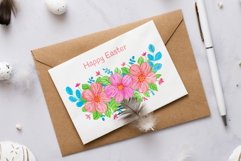 Watercolor Easter Bunny &amp; Flowers Sublimation Design Product Image 6