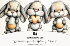 Watercolor Easter Bunny Clipart Product Image 1