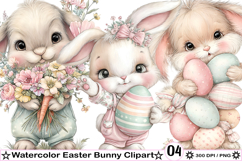 Watercolor Easter Bunny Clipart Product Image 1