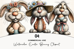 Watercolor Easter Bunny Clipart Product Image 1