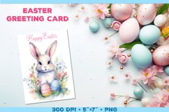 Watercolor Bunny Easter Greeting Card. Easter Card PNG Product Image 1