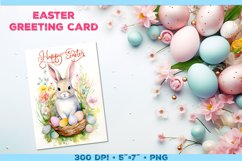 Watercolor Bunny Easter Greeting Card. Easter Card PNG Product Image 1