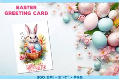 Watercolor Bunny Easter Greeting Card. Easter Card PNG Product Image 1