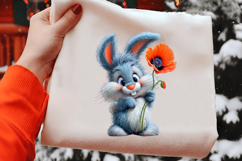 watercolor Easter Bunny Holding Clipart Product Image 2