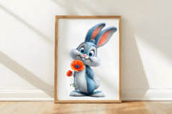 watercolor Easter Bunny Holding Clipart Product Image 3