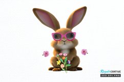Watercolor Easter Bunny with Glasses Bunny PNG Clipart Product Image 1