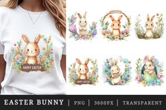Watercolor easter bunny t-shirt sublimation design bundle Product Image 1