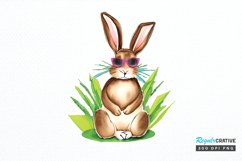 Watercolor Easter Bunny with Glasses Bunny PNG Clipart Product Image 1