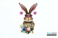Watercolor Easter Bunny with Glasses Bunny PNG Clipart Product Image 1