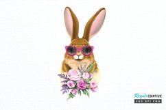 Watercolor Easter Bunny with Glasses Bunny PNG Clipart Product Image 1