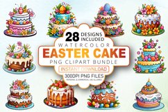 Watercolor Easter Cake Clipart Bundle Product Image 1