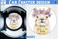 Car Coaster | Watercolor Lama | Happy Easter Product Image 1