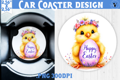 Car Coaster | Watercolor Chick | Happy Easter Product Image 1