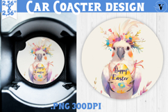 Car Coaster | Watercolor Parrot | Happy Easter Product Image 1