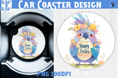 Car Coaster | Watercolor Parrot | Happy Easter Product Image 1