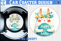 Car Coaster | Watercolor Cat | Happy Easter Product Image 1
