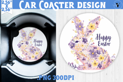 Car Coaster | Watercolor Bunny | Happy Easter Product Image 1