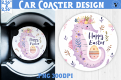 Car Coaster | Watercolor Seahorse | Happy Easter Product Image 1