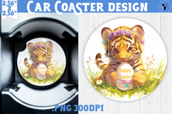 Car Coaster | Watercolor Tiger | Happy Easter Product Image 1