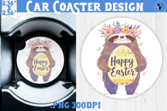 Car Coaster | Watercolor Sloth | Happy Easter Product Image 1