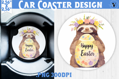 Car Coaster | Watercolor Sloth | Happy Easter Product Image 1
