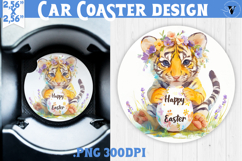 Car Coaster | Watercolor Tiger | Happy Easter Product Image 1