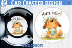 Car Coaster | Watercolor Dog | Happy Easter Product Image 1