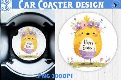 Car Coaster | Watercolor Chick | Happy Easter Product Image 1