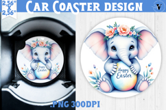 Car Coaster | Watercolor Elephant | Happy Easter Product Image 1