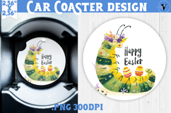 Car Coaster | Watercolor Caterpillar | Happy Easter Product Image 1