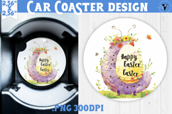 Car Coaster | Watercolor Caterpillar | Happy Easter Product Image 1
