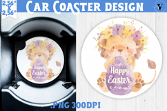 Car Coaster | Watercolor Lion | Happy Easter Product Image 1