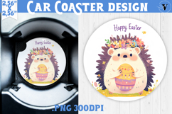 Car Coaster | Watercolor Hedgehog | Happy Easter Product Image 1