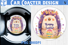 Car Coaster | Watercolor Hedgehog | Happy Easter Product Image 1